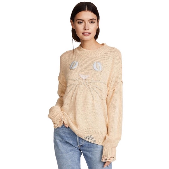 •SOLD• Wildfox Whiskers Distressed Cat Sweater - Picture 2 of 7